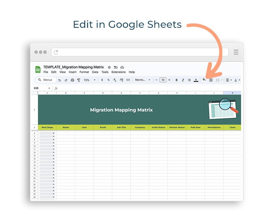 Migration Mapping Matrix Mockup