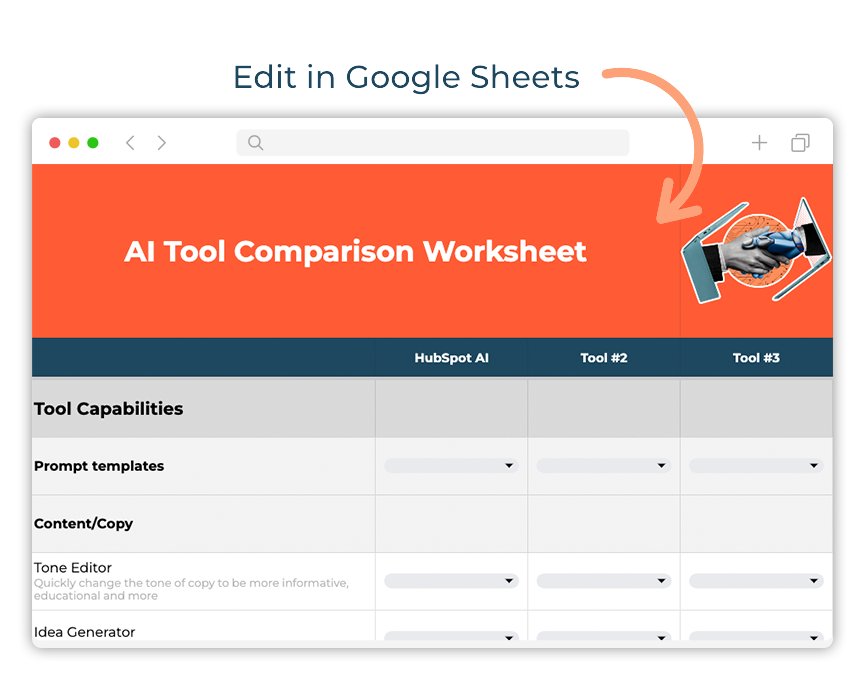 AI Tool Comparison Worksheet in Google Sheets